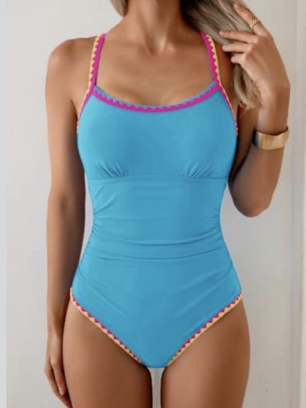 Eomenie One Piece Swimsuit Tummy Control Blue Women’s M New